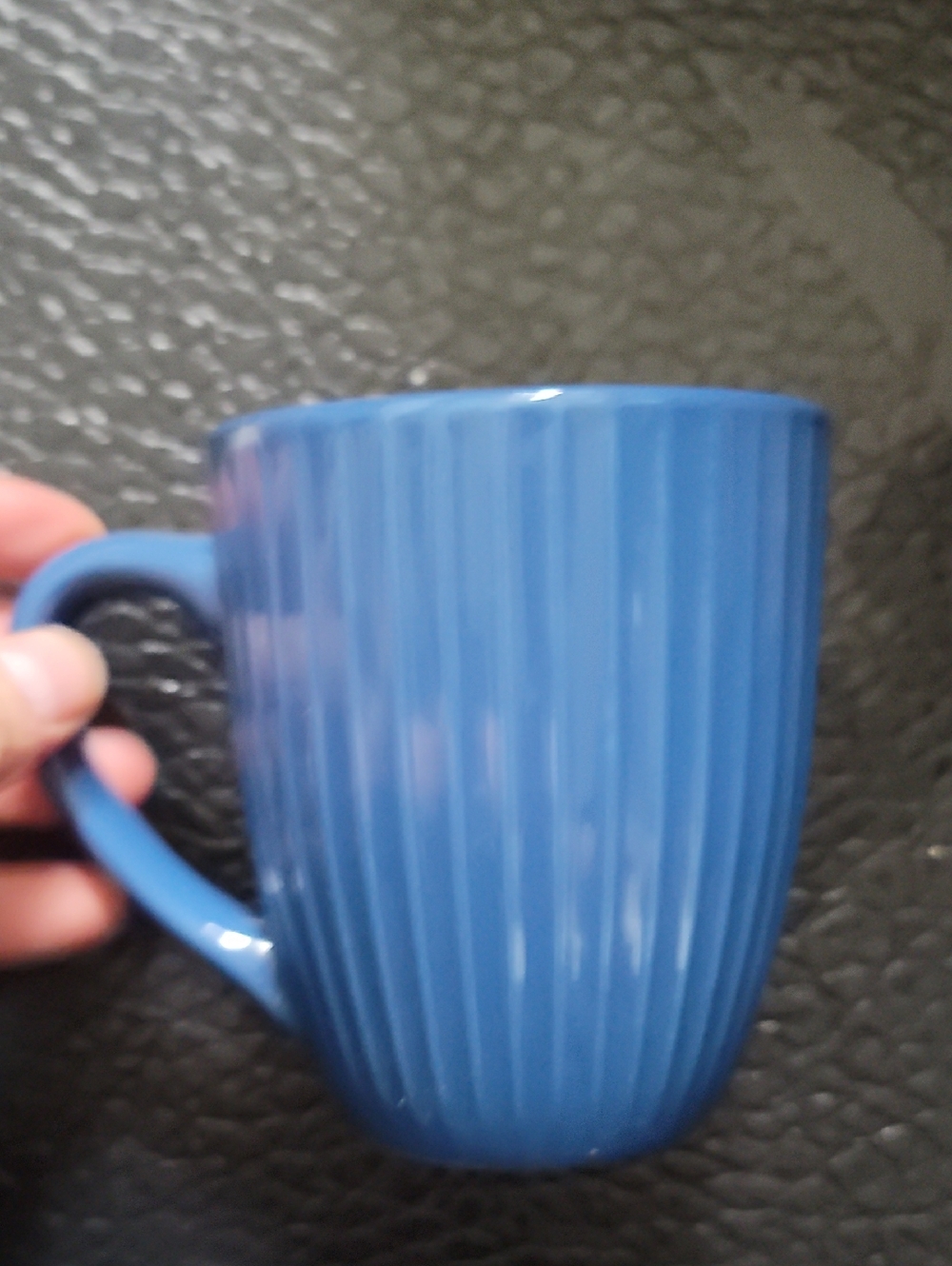 Classic Home Dining Blue Ceramic Ribbed Coffee Mug
